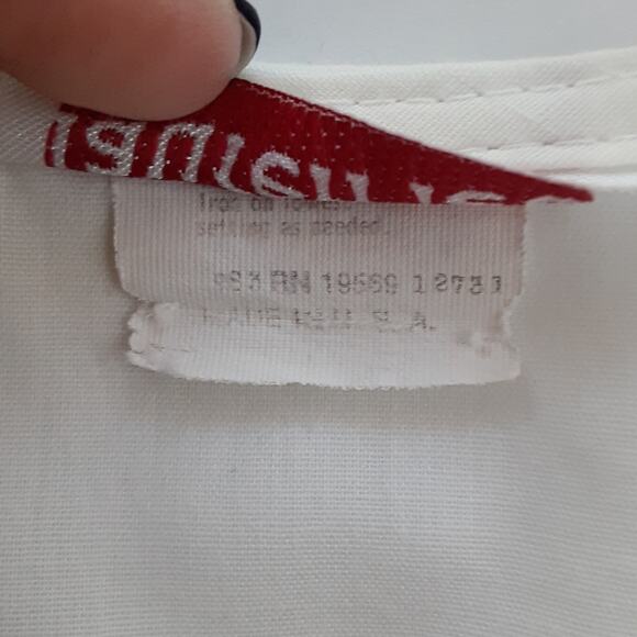 Vintage 80s Lace Collar Sailor White Button Up Shirt Shoulder Pads Edwardian - Picture 8 of 11